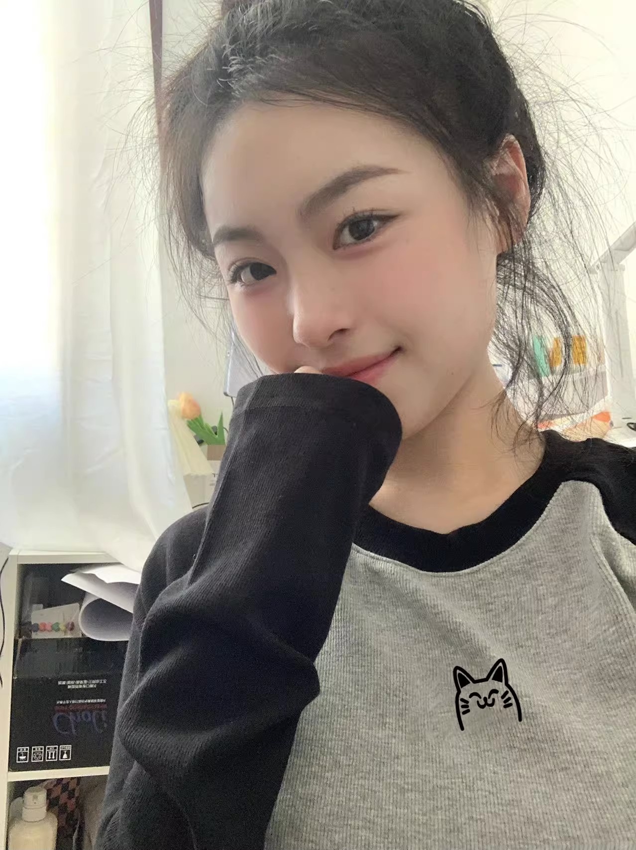 美式純棉插肩袖長袖t恤女春秋設計感小眾辣妹純欲正肩修身bm上衣
