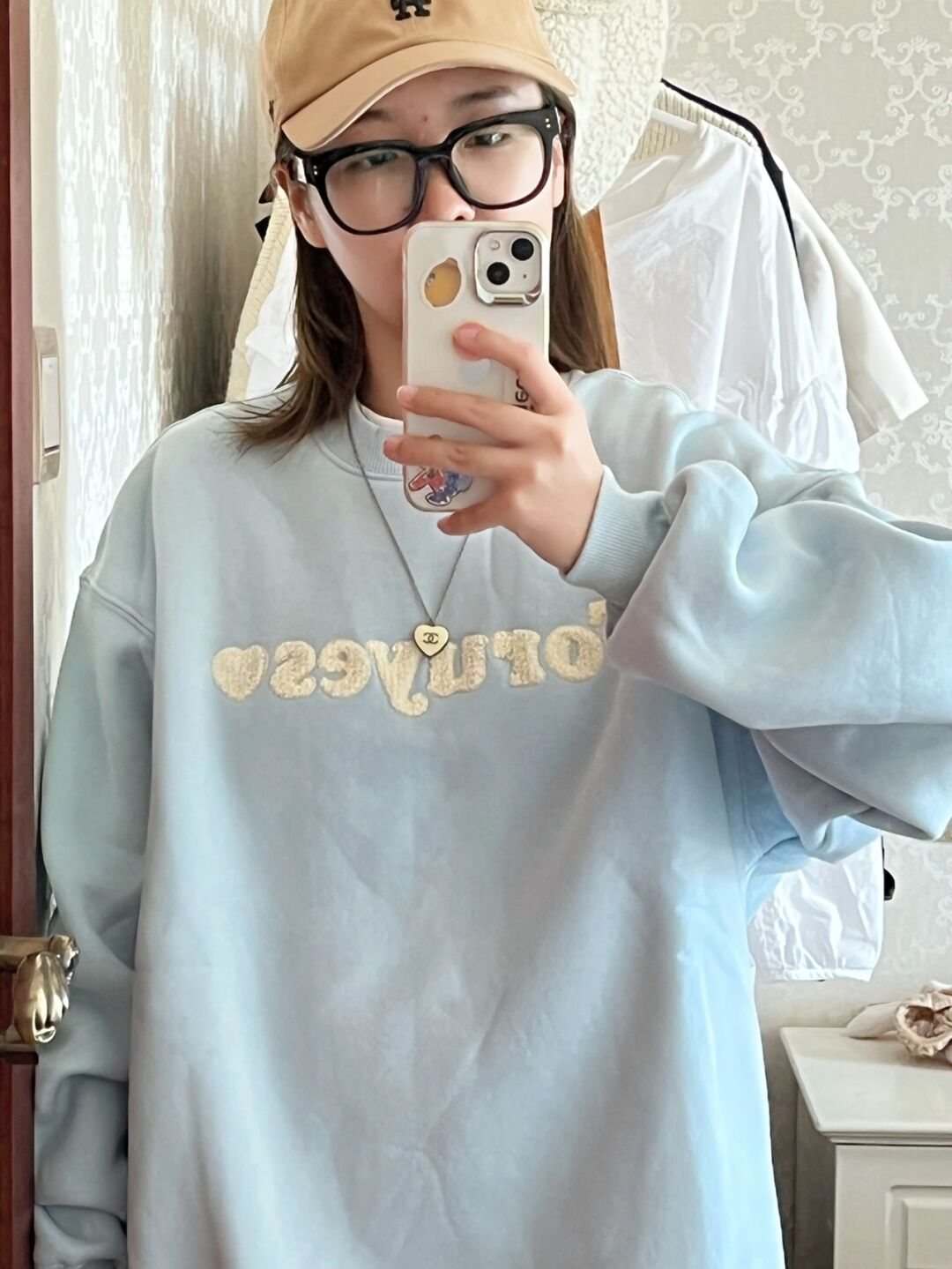 華棉複合貝貝絨380g 設計感小眾秋冬新款字母刺繡圓領長袖衛衣女
