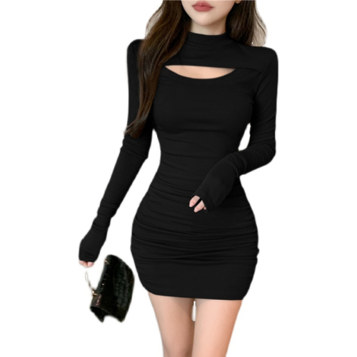 Autumn clothing  new hot girl waist slimming skirt high-end niche chic bottoming atmosphere skirt dress