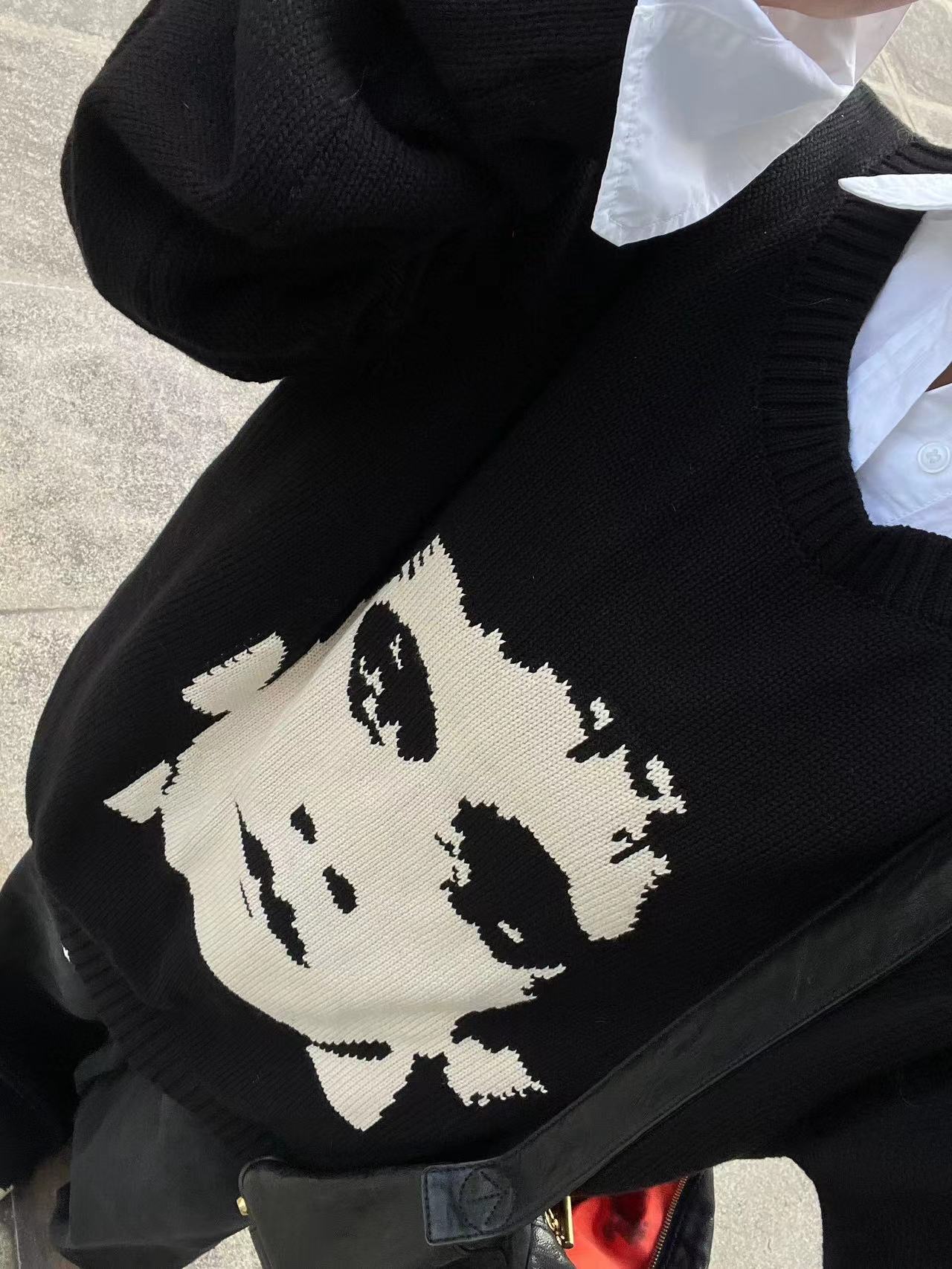 早秋季酷酷女孩甜鹽系穿搭女洋氣減齡可鹽可甜小個子顯瘦針織毛衣