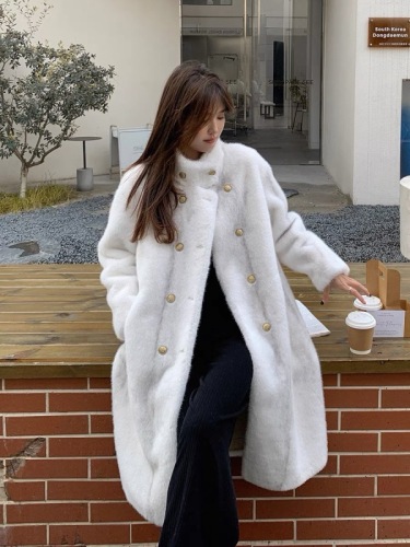 winter socialite cross mink velvet eco-friendly fur coat for women high-end long fur one-piece mink coat thick