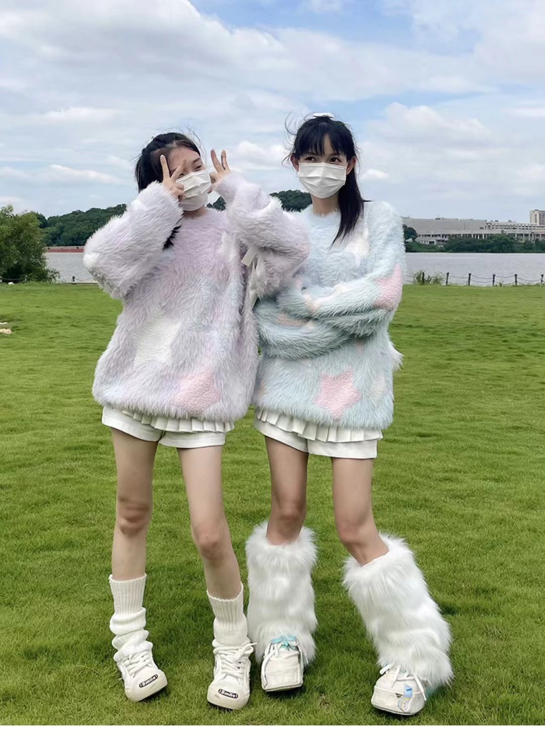 星星軟糯慵懶風毛衣女秋冬一體絨加厚水貂絨套頭圓領上衣寬鬆顯瘦