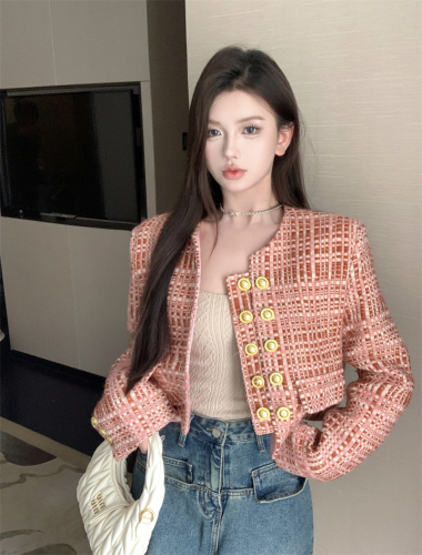 Actual shot of celebrity Xiaoxiangfeng double-row tweed material high-end jacket