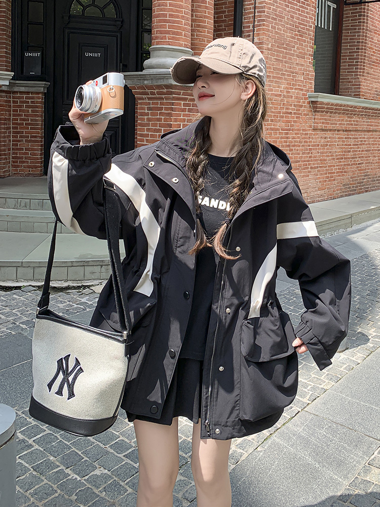 2023 Black Workwear Hooded Parka Down Jacket Women's Winter Small Loose Thick Down Jacket