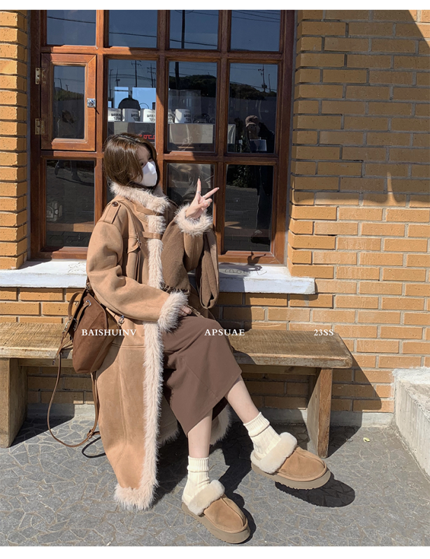 Bai Shui Women's Winter Love Song~ Fur one-piece fur coat women's winter white lambswool coat