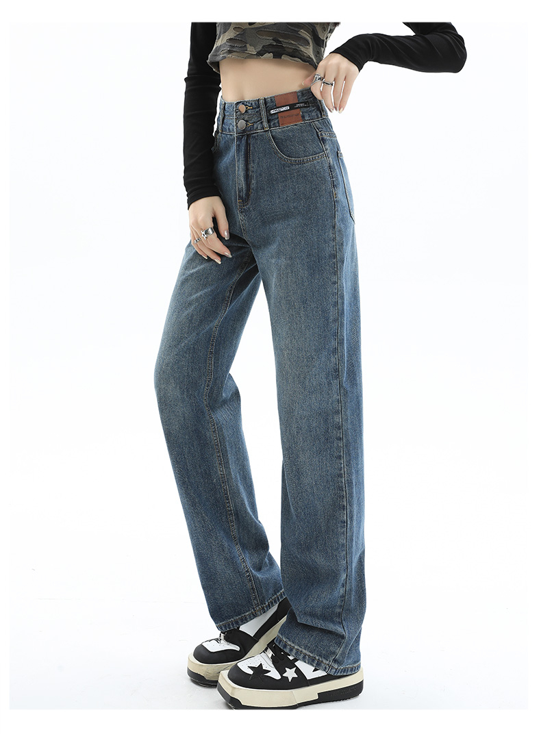 High-waisted wide-leg jeans for women Spring and Autumn 2023 New Narrow Straight Leg Loose Large Size Slim Drape Floor-Mopping Pants