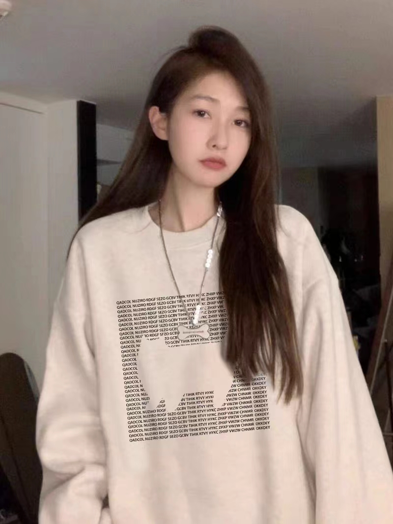 薄款華棉牛奶絲 加絨華棉銀狐絨 圓領印花衛衣女情侶質量