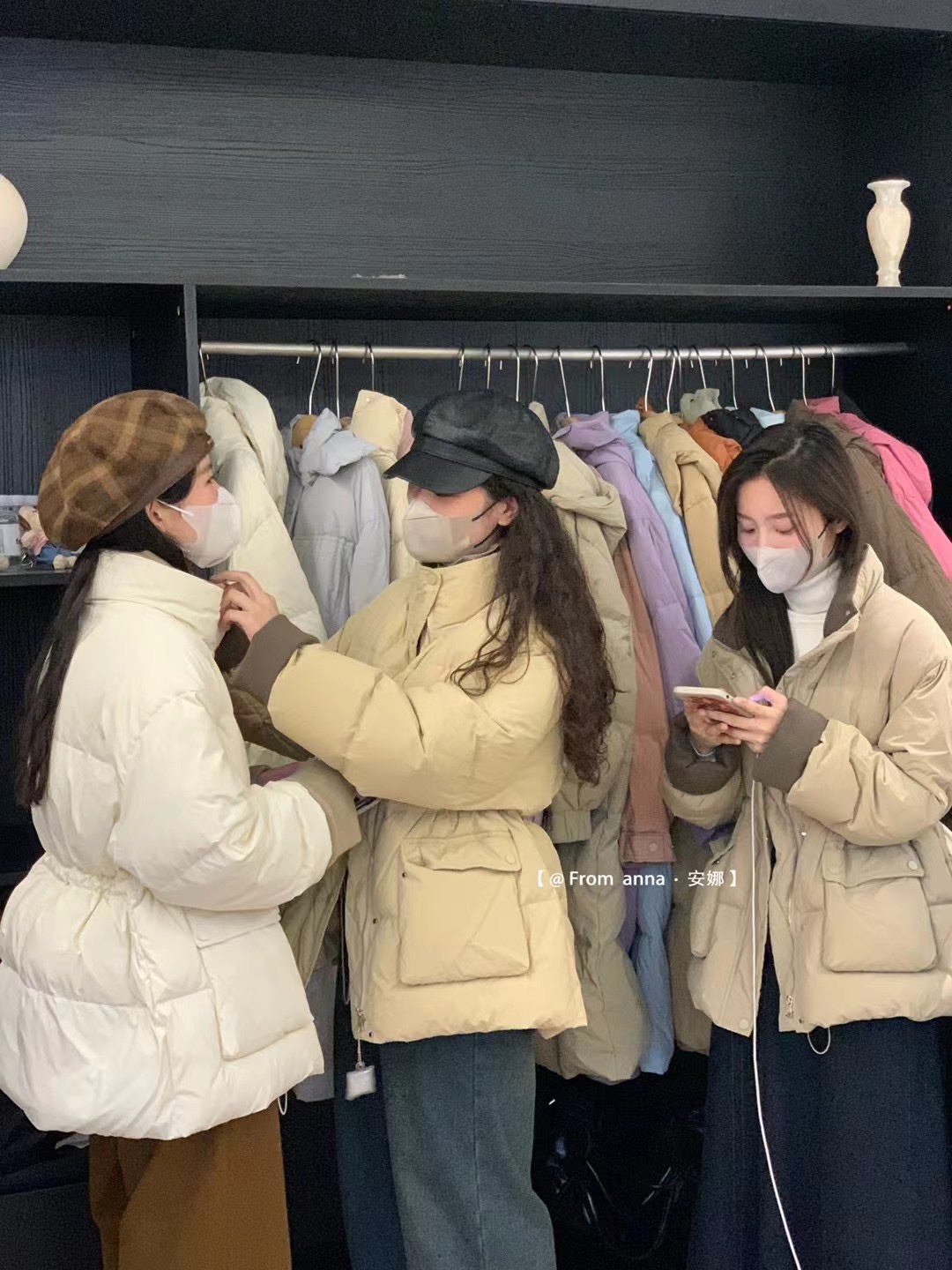 fromanna2023 winter style new style stand collar thickened drawstring contrast white duck down warm down jacket
