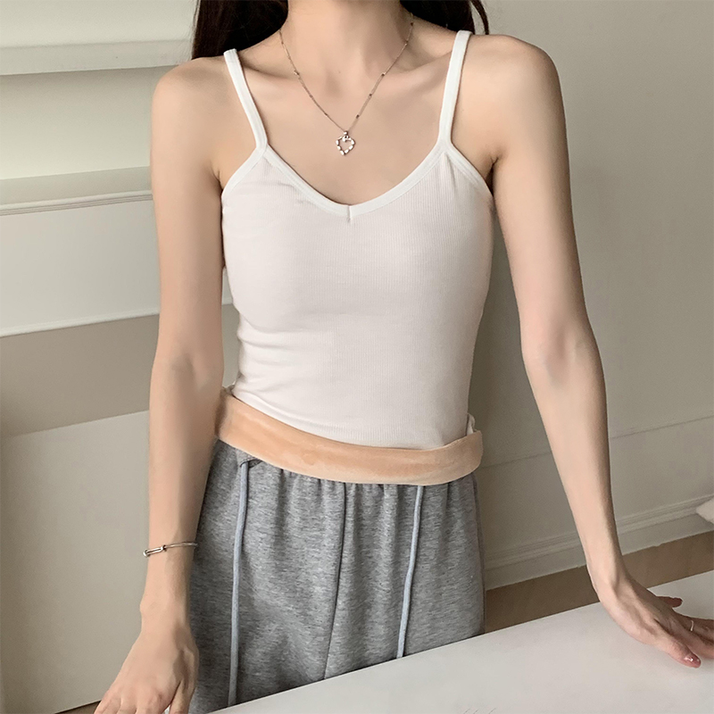 實拍 秋冬保暖背心女加絨加厚打底吊帶顯瘦保暖內衣