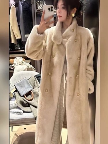  winter socialite cross mink velvet eco-friendly fur coat for women high-end long fur one-piece mink coat thick