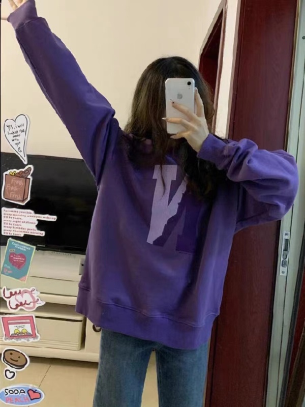 秋冬新款女裝小個子穿搭高級感oversize圓領衛衣