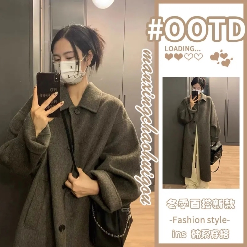 Versatile Woolen Coat Women's Woolen Coat  Autumn and Winter New Style British Style Small People are Popular This Year