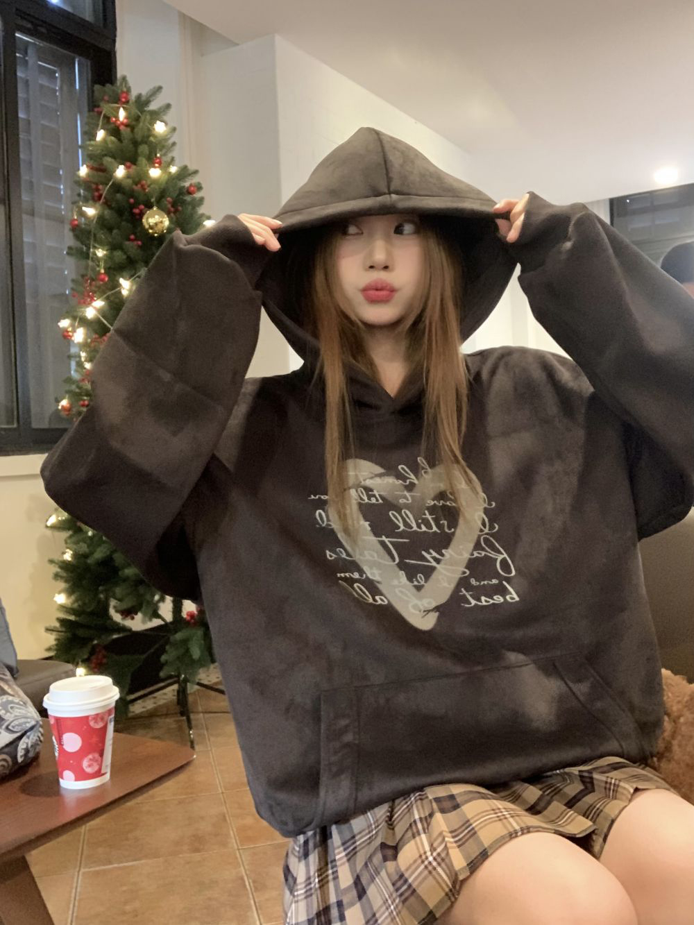 實拍三標齊美式復古加厚加絨連帽寬鬆衛衣女上衣