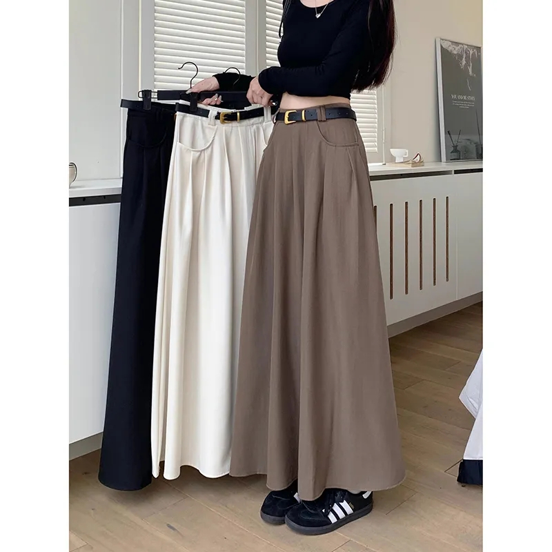 Chic long suit skirt women's spring and autumn Korean version 2023 new high-waist slim umbrella skirt temperament A-line skirt