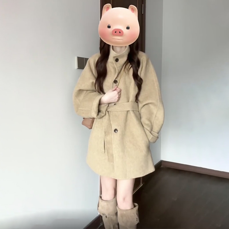 小個子短款大衣女秋冬季高級感2023新款灰色氣質韓系毛呢外套