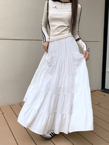 Actual shot ~ 2023 new Korean style spliced ​​skirt, temperament cake skirt, elegant long skirt, large swing umbrella skirt for women