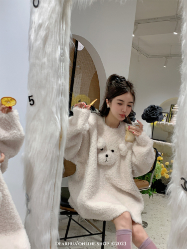 DEARHUA Xiaohuajia Coco Bear  Winter New All Lamb Wool Jacket Women's Sheep Shear Fur