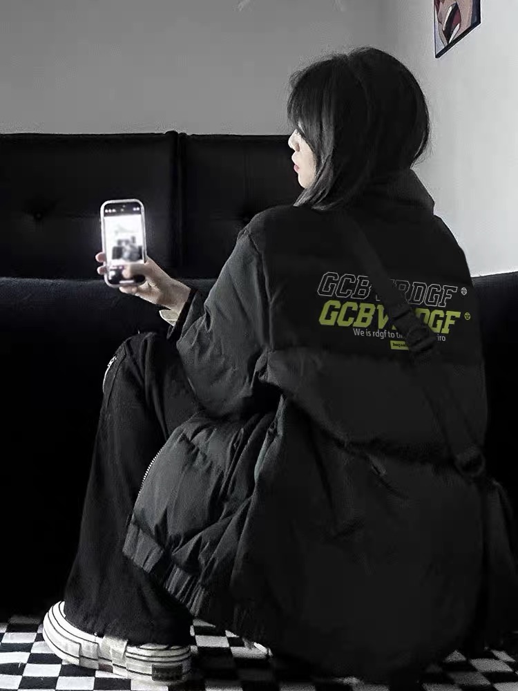 American trendy brand cotton coats for men and women 2023 new bread coats, cotton-padded jackets, loose black couple's jackets, winter style