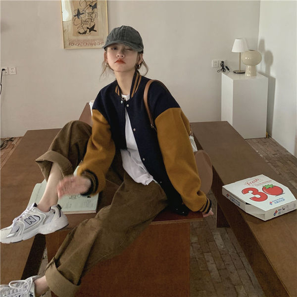 Double screw mouth Korean version of baseball uniform for women, versatile couple wear ins trendy new Harajuku style street jacket