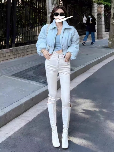 Short cotton jacket with waist, new winter fashion, super good-looking, loose jacket with stand collar