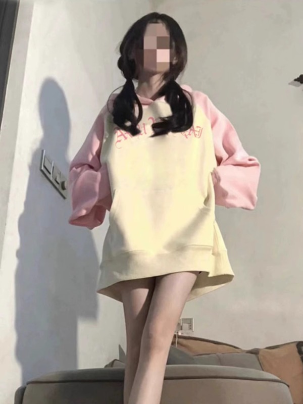 美式高街插肩連帽加絨加厚衛衣女2023秋冬季重磅顯瘦復古上衣女潮