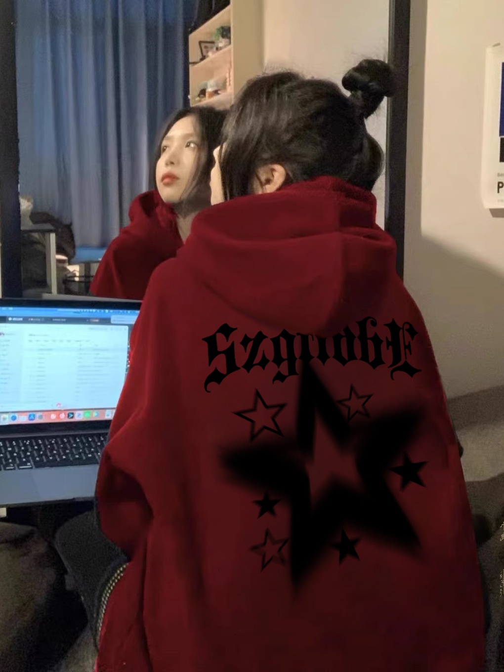 仿棉華棉複合牛奶絲320克銀狐絨420克圓領連帽雙帽寬鬆衛衣