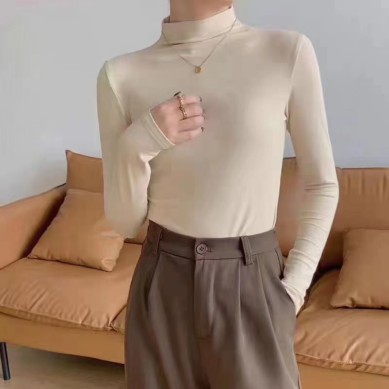 2023秋冬新款莫代爾毛衣抗起球半高高領毛衣打底衫女修身針織衫潮