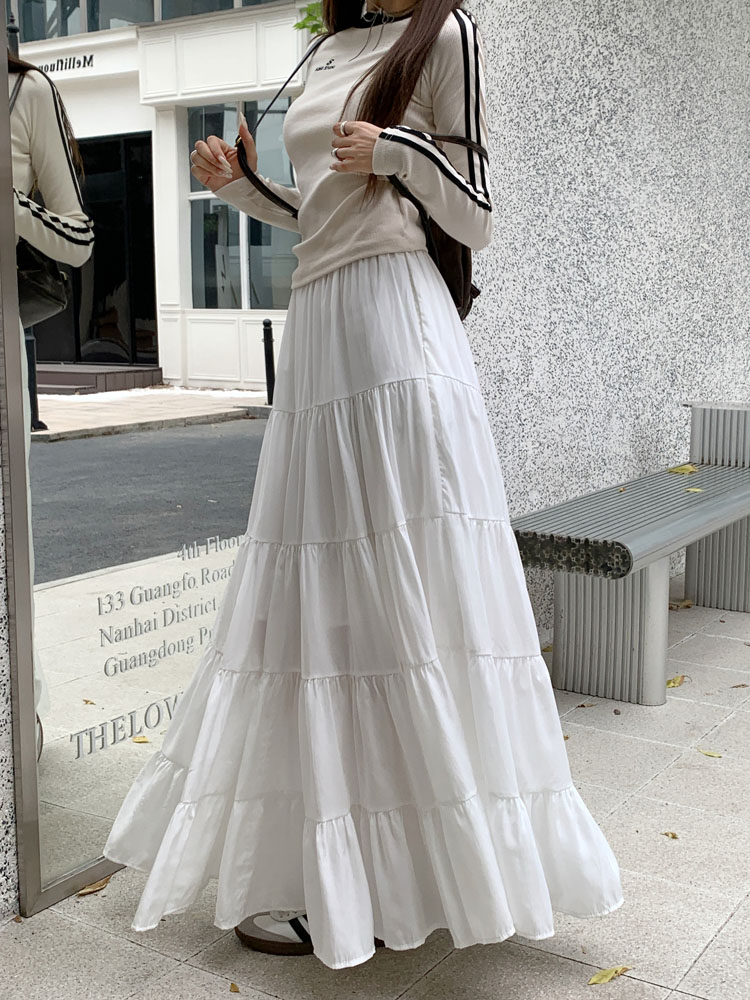Actual shot ~ 2023 new Korean style spliced ​​skirt, temperament cake skirt, elegant long skirt, large swing umbrella skirt for women
