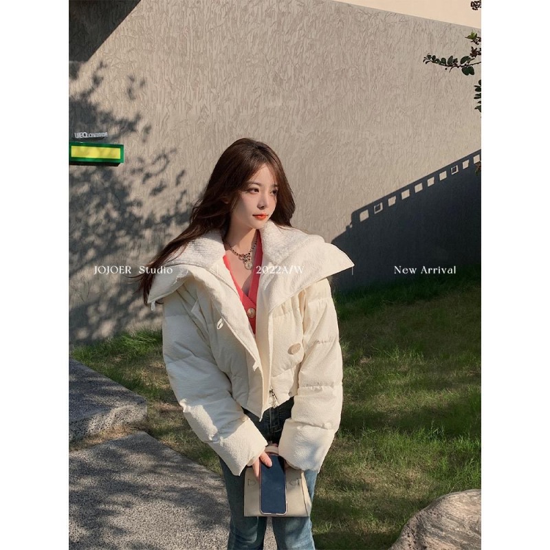 Internet celebrity niche high-end street down jacket for women small winter pink high-waisted short cotton jacket trendy brand