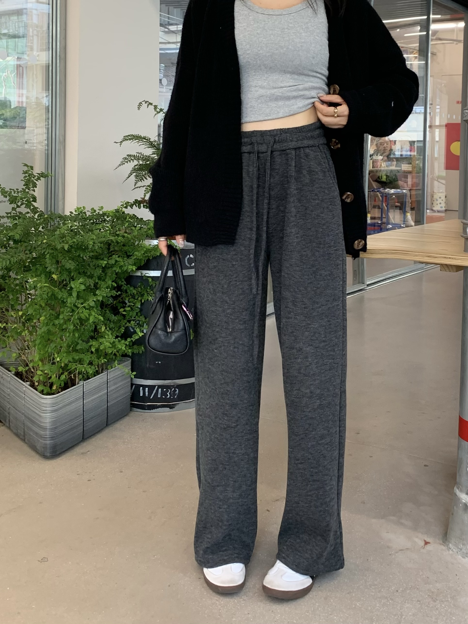 Actual shot ~ Autumn and winter thickened velvet straight casual loose wide-leg pants walking pants