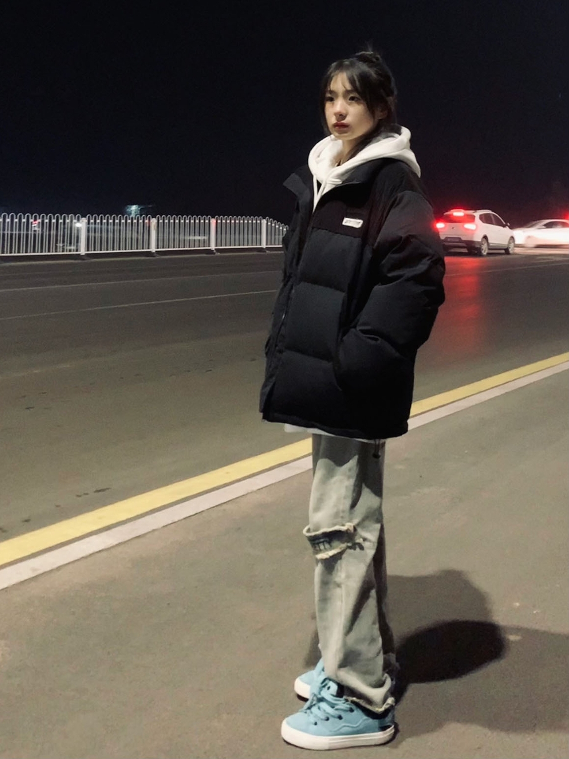 Thickened down cotton coat for women in autumn and winter new loose oversize cotton coat for small students
