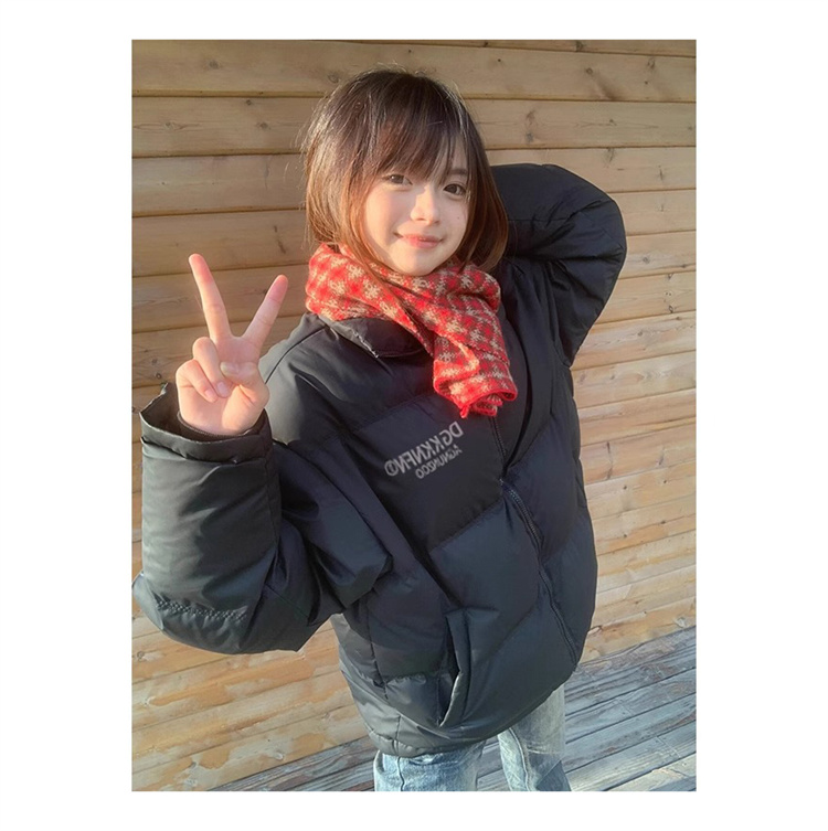 手塞棉棉服冬季新款寬鬆加厚棉衣麵包服印花外套女