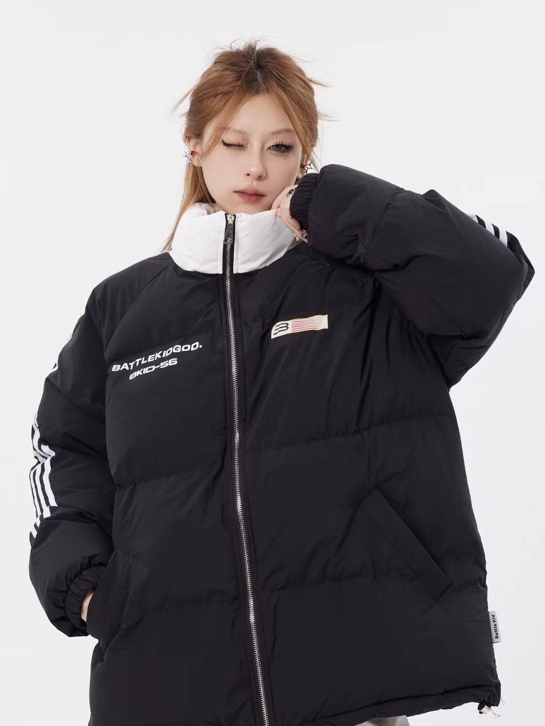 National trendy brand cotton-padded clothes for women winter 2023 street couple hip-hop American loose cotton-padded clothes bread clothes