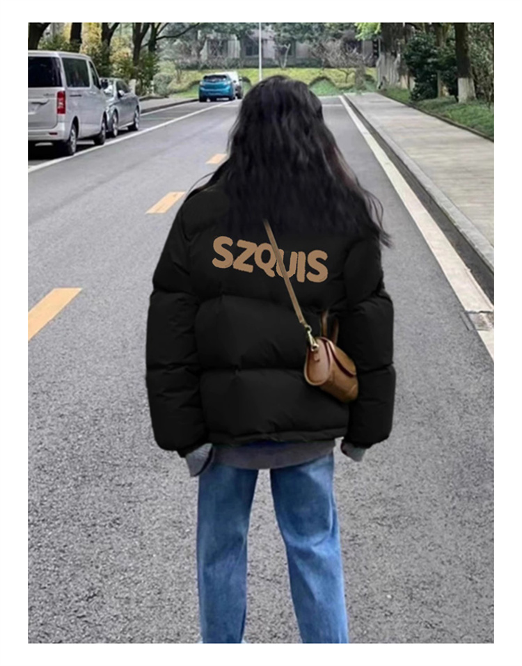 高品質手塞棉加厚冬季新款棉服寬鬆印花棉衣麵包服女