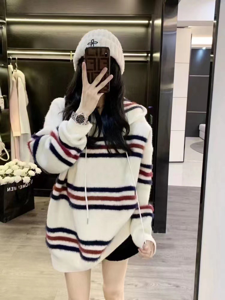 毛衣女秋冬今年流行高級感超好看慵懶風寬鬆連帽外套潮