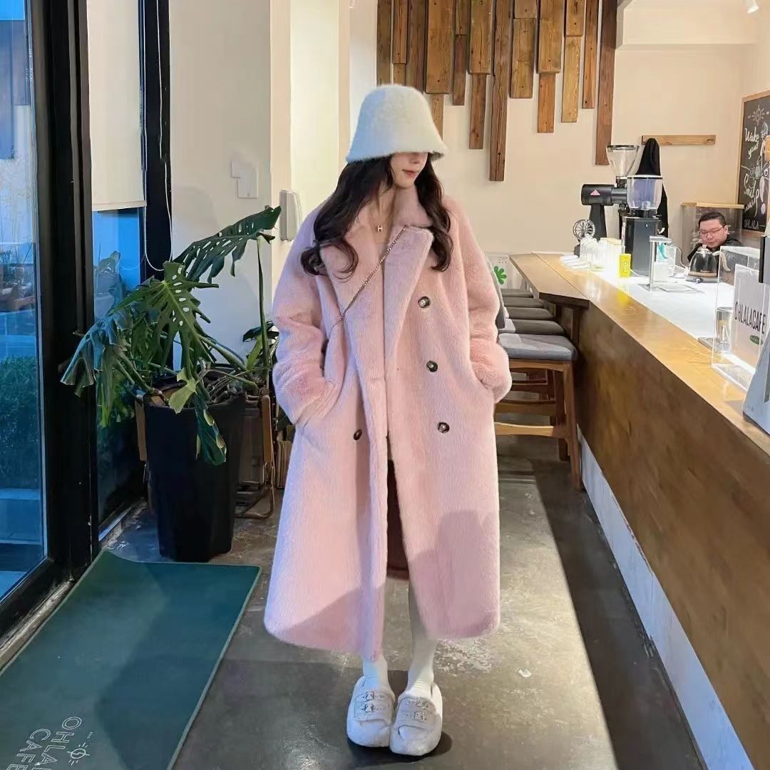 2023 Winter New Winter Gold Mink Fur Coat Loose, Warm and Slim Long Furry Cold-Resistant Coat for Women