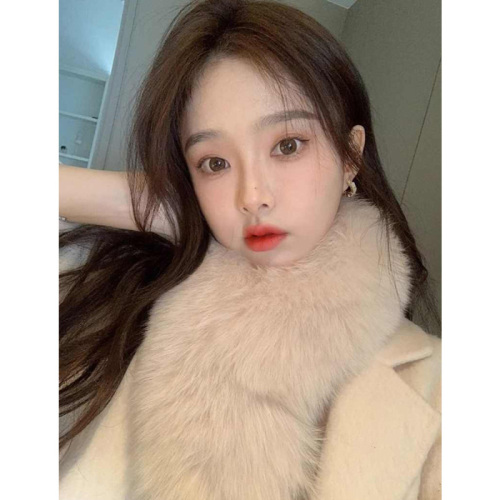 Quality Inspector Winter Warmth Style Scarf for Women, Winter Versatile Trendy Two-Sided Plush Neck Scarf with Fur Collar