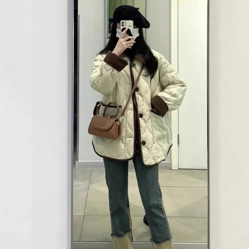 High-end small fragrance quilted thick coat for women autumn and winter 2023 Korean baseball uniform short top cotton jacket