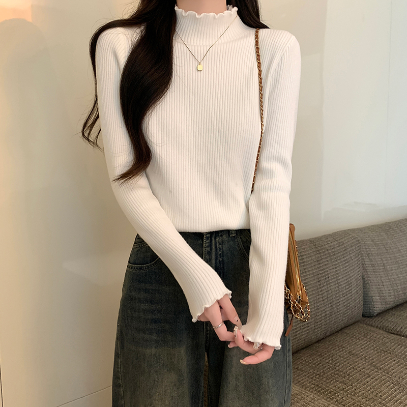 實拍12針一體絨長袖上衣針織衫加絨加厚潮打底衫女款秋冬保暖毛衣