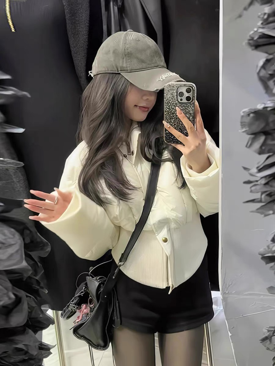 2023 Winter New Korean Down Jacket Women's Short Waist Slim Stand Collar Small Fashionable and Western-style Premium Jacket