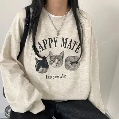 原宿BF加絨加厚套頭圓領衛衣女學生鹽系寬鬆上衣秋冬季外套慵懶風