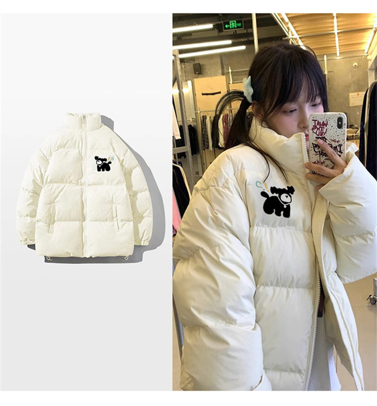 Hand-stuffed cotton padded jacket winter new loose thickened cotton coat printed coat for women