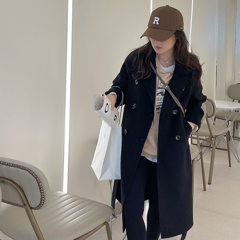 Small camel woolen coat for women 2023 autumn and winter new temperament knee-length mid-length woolen coat