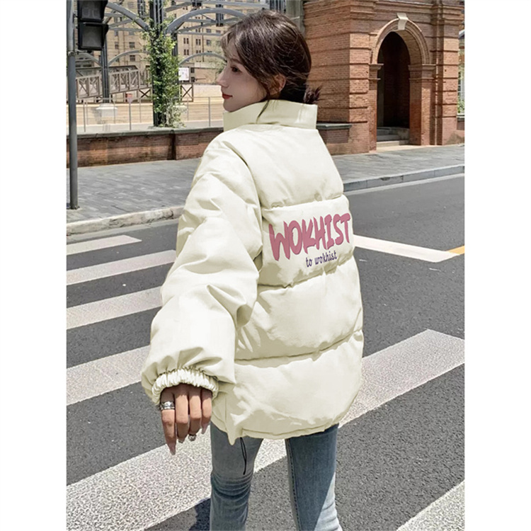 高品質手塞棉加厚冬季新款棉服寬鬆印花棉衣麵包服女