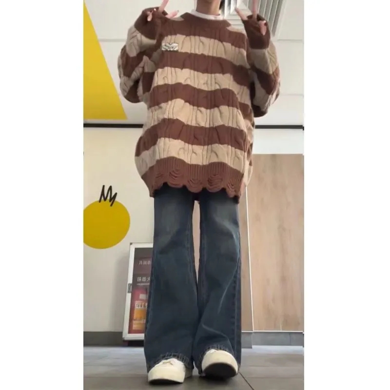 加絨加厚美式復古微喇叭牛仔褲女秋冬高腰顯瘦闊腿褲子高街ins潮