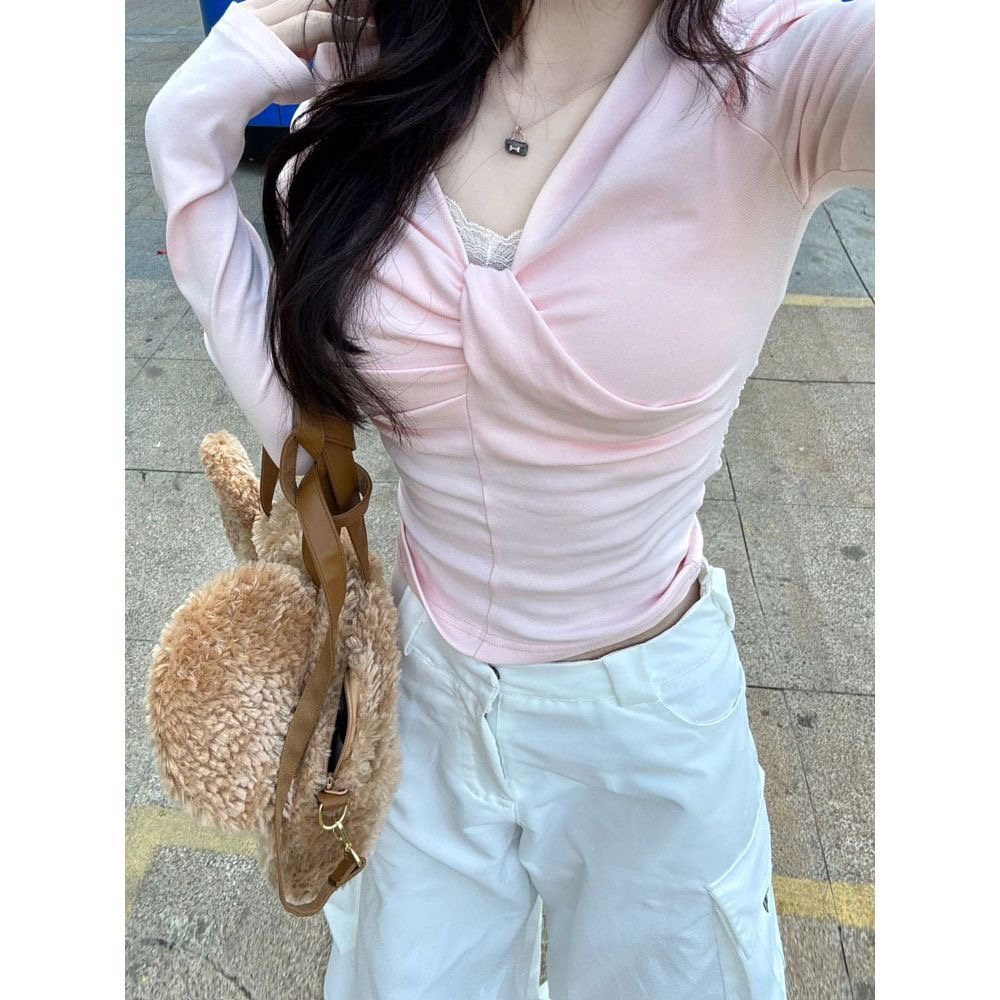 PT2EUUPT2基礎打底衫長袖T恤兩穿修身辣妹百搭顯瘦內搭上衣女