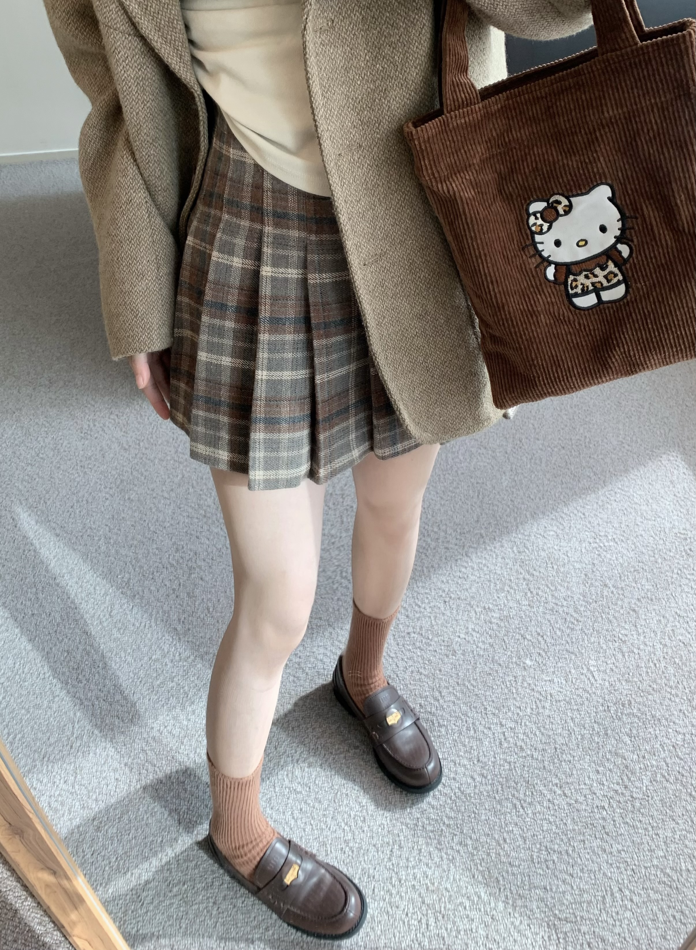Real shot~Retro plaid skirt women's design A-line pleated skirt