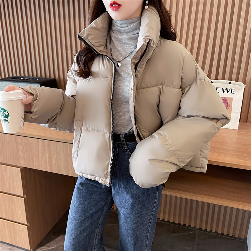 實拍2023新款羽絨棉服女韓版立領寬鬆短款小個子加厚保暖棉衣女