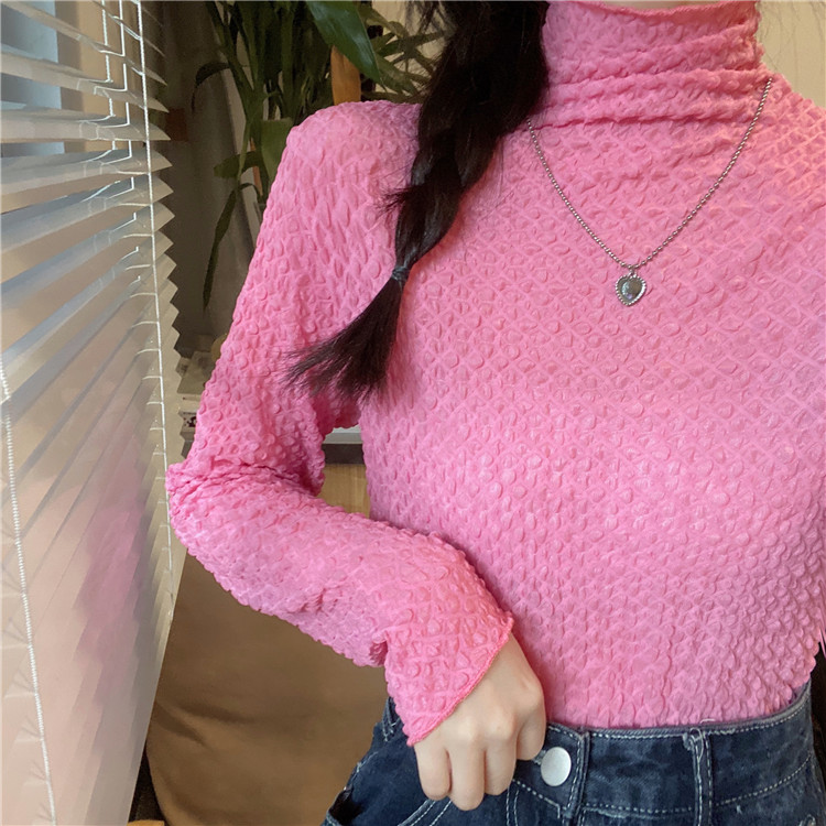法式溫柔上衣超仙女氣質高領打底衫設計感小眾別致內搭洋氣針織衫