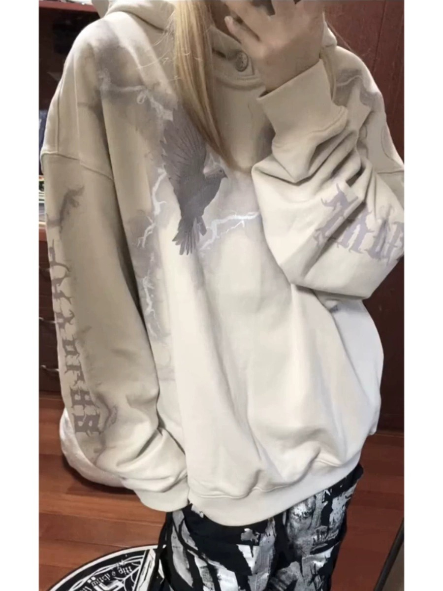 美式高街hiphop情侶衛衣潮 銀狐絨加厚